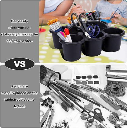 6 Pack Classroom Caddy For School,Kidsroom,Pencil Holder,Plastic Cup Caddies for Drink Delivery,Cleaning Caddy Organization For Shower Room（Black