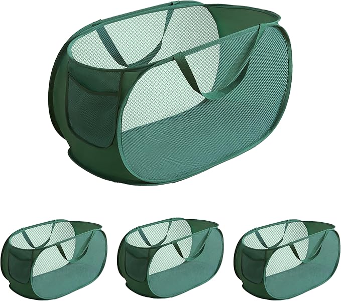 4 Pcs pop up laundry hamper Sturdy Large Capacity collapsible laundry basket,Laundry Room,Toy storage,Versatile Use-Home,Camping,Dorm,Hotel,Travel(Green)