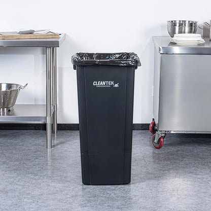 Restaurantware-Clean Tek Professional 23 Gallon Trash Can, 1 Square Waste Basket - Lid Sold Separately, Space Saving, Black Plastic Garbage Bin, Ideal For Home, Office, Restaurant, And More