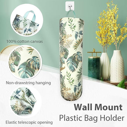SYIPO Plastic Bag Holder, Reusable Grocery Bag Organizer, Wall Mount, 1 Pack, Small Forest