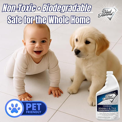 Black Diamond Stoneworks Marble & Tile Floor Cleaner Concentrate, pH Neutral, Streak-Free & No-Rinse Formula for Granite, Travertine, Limestone, Slate, Ceramic & Porcelain Floors (1 Quart)