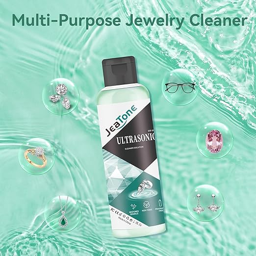 Ultrasonic Jewelry Cleaner Solution for Ultrasonic Cleaner Machine, Professional Cleaning of Jewelry, Diamonds, Gold, Silver, Remove Odors, Discoloration & Stains, Mint Scent, Green, 8.5oz