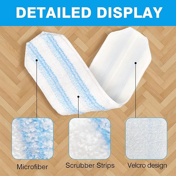 12 Pack Microfiber Mop Pads Refill for O-Cedar H2pro Flat System, Washable and Reusable Mop Replacement Heads for Floor Deep Cleaning, Mop Pad Refills for Wet and Dry Floor