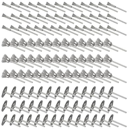 120 Pcs Rotary Tool Wire Brush, Steel Wire Wheels Pen Brushes Set Kit Accessories for Rotary Tool-1/8(3mm) Shank