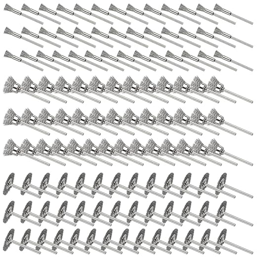 120 Pcs Rotary Tool Wire Brush, Steel Wire Wheels Pen Brushes Set Kit Accessories for Rotary Tool-1/8(3mm) Shank