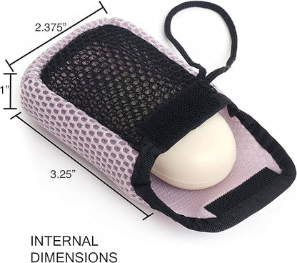 MainBasics Exfoliating Bar Soap Pouch Dual-Sided Body Scrubber - Fits Standard Size Soap Bars, Pink