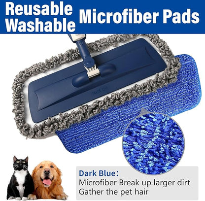 PowerMop for Floor Cleaning with 2 Washable Pads - Wet Dry Microfiber Mop with 720 ml Refillable Bottle for Kitchen Wood Floor Hardwood Laminate Ceramic Tiles Floors Dust Cleaning