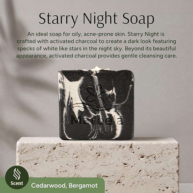 Marbela Cosmetics Handmade Soap Bar - Made in USA, Vegan Friendly, Palm Oil Free, Natural Bar Soap - Gentle Face & Body Soap for Daily Skin Care, Moisturizing & Nourishing - 3.5 oz (Starry Night)