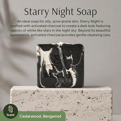 Marbela Cosmetics Handmade Soap Bar - Made in USA, Vegan Friendly, Palm Oil Free, Natural Bar Soap - Gentle Face & Body Soap for Daily Skin Care, Moisturizing & Nourishing - 3.5 oz (Starry Night)