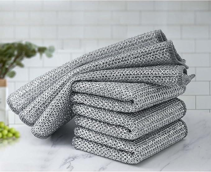 HIC Kitchen Multi-Use Non-Scratch Wire Cleaning Cloths, Set of 6