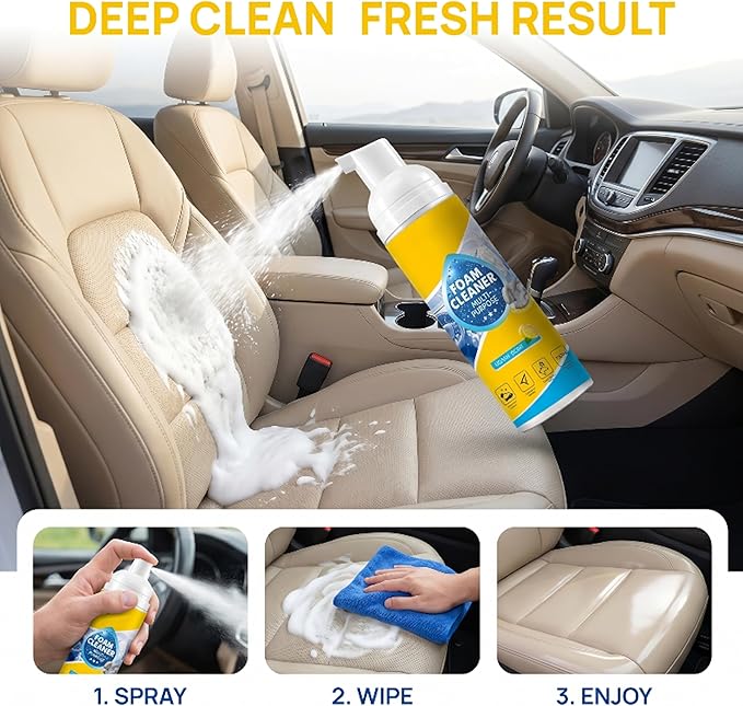 4-in-1 Multi-Enzyme Foam Cleaner, Multi Purpose Deep Cleaning Foam with Lemon Fresh Scent – Deep Clean for Car, Kitchen, Bathroom, Sofa 150ml (3)