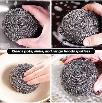 10 Packs Stainless Steel Sponge Scrubber Set, Metal Scouring Pad Stainless Steel Wire Washing Balls for Cookware Cleaning