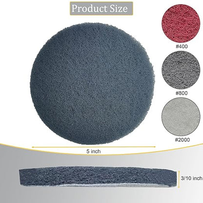 Tonmp 15 PCS 5 Inch Hoop and Loop Multipurpose Scrubber Scouring Pads - Flocking Scuff Pads, 400 800 2000 Grits Conditioning Discs Polishing Pads for Furniture Automotive Cleaning, Rust Removal