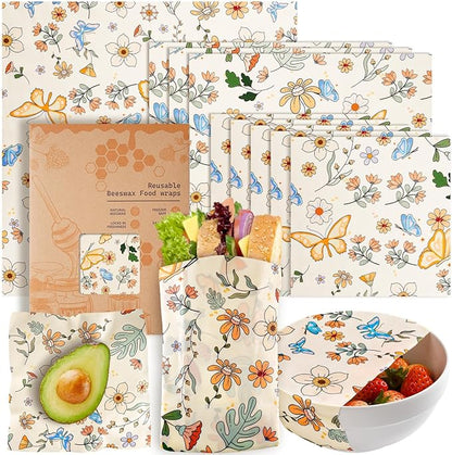 Beeswax Wraps for Food – 9 Pack Reusable Beeswax Bread Bag & Sandwich Wrap, Organic & Eco-Friendly & Sustainable Bees Paper, Perfect Alternative to Aluminum Foil Sourdough Storage & Plastic Wrap