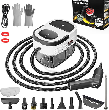 Handheld Steam Cleaner, 2500W High Pressure Steamer for Cleaning, Portable Steam Cleaner with 1.6L Water Tank, 3 Levels Adjustable Handle, Steam Cleaner for Home, Car, Furniture, Bed Bugs (White)