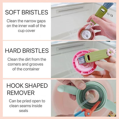 3 in 1 Cup Lid Cleaning Brush, Multifunctional Bottle Brush, Water Bottle Cleaner Brush, Portable Cup Lid Gap Cleaner, Home Kitchen Crevice Brush Tools (3 PCS)