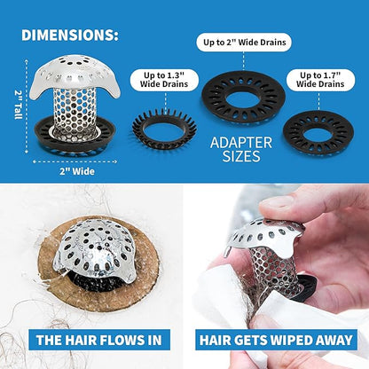 TubShroom Ultra Revolutionary Bath Tub Drain Protector Hair Catcher/Strainer/Snare Stainless Steel, Single Pack