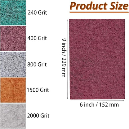 Tonmp 15 Pack 6 x 9 Inch Hand Pads Coarse Medium Fine Superfine 5 Different Specifications Assortment General Purpose Scouring Pad Ideal for Garden Tools and Grills,Automotive Body Tools