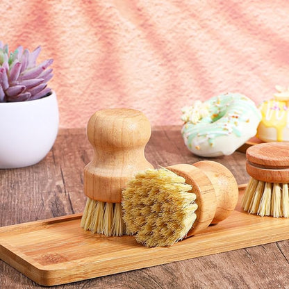 COMNICO Bamboo Dish Brush Set, 9 Pack Kitchen Natural Wooden Cleaning Scrubbers Set Washing Dish Brush Scrubber with Natural Sisal Bristles for Household Cleaning Vegetables