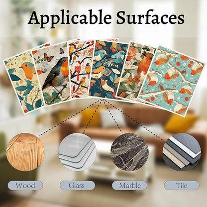 CREATCABIN 6Pcs Swedish Dishcloths for Kitchen Reusable Swedish Dish Towels Absorbent Dish Rags Winter Sponge Cleaning Cloths Washable Quickly Drying No Odor Washing Dish Cloths Birds 7.6x6.7 Inch