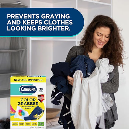 Carbona Color Grabber, Prevents Color Runs & Dye Transfer in Mixed Loads, Helps Prevent Graying, Revives Colors, Plant-Based Fibers
