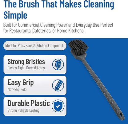 SPARTA 40501EC03 Plastic Large Scrub Brush, Kitchen Brush, Utility Brush With Long Handle For Cleaning, 20 Inches, Black