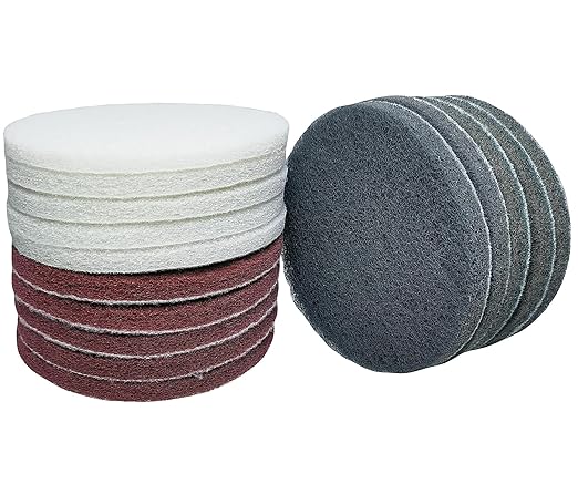 Tonmp 15 PCS 5 Inch Hoop and Loop Multipurpose Scrubber Scouring Pads - Flocking Scuff Pads, 400 800 2000 Grits Conditioning Discs Polishing Pads for Furniture Automotive Cleaning, Rust Removal