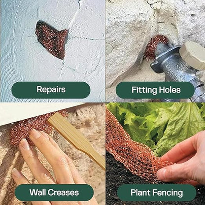 3rd Gen Copper Mesh Rodent Control Kit 5" x 205ft, 100% Premium Copper Wool for Sealing Holes & Water Gaps, Blocks Slugs, Snails, Mice & Pests – with Scissors & Packing Tool