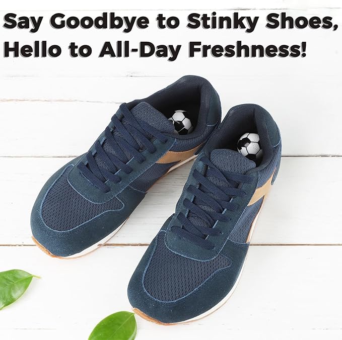 Knixmax Shoe Deodorizer Balls Strong, Odor Eliminator for Sneaker Gym Bag Closet Locker, Work Boot Drawer Freshener, Unpleasant Smell Remover Ball for Men Women Teens, 6 Packs Fresh Linen Soccer