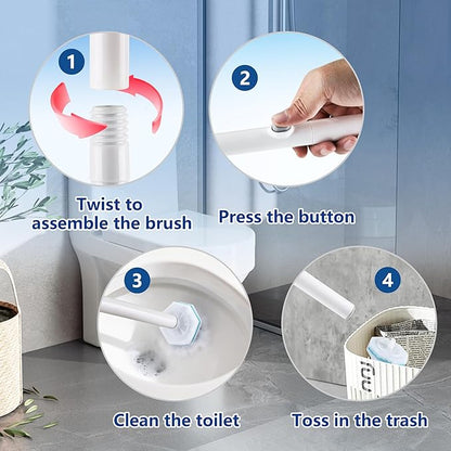 Disposable Toilet Wand with 42 Clorox Compatible Refills, Wall Mount T-oilet Bowl Holder Set, Toilet Scrubber Kit for Bathroom, Sink & Bathtub (Rainforest Scent)