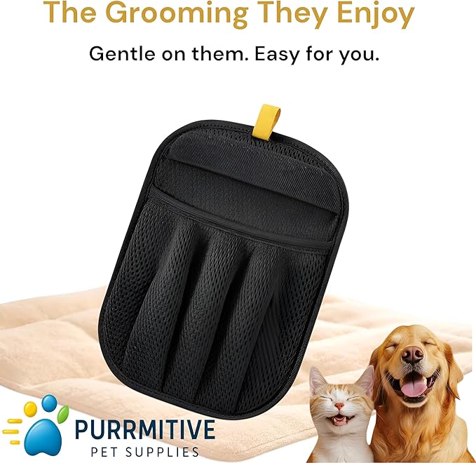 2 PCS Upgraded Pet Hair Removal Gloves with Snug Elastic Wrist Electrostatic Five-Finger Reusable Fur Remover for Cats & Dogs, Effortless Cleaning Tool for Couch, Carpet, Clothing & Car Seats