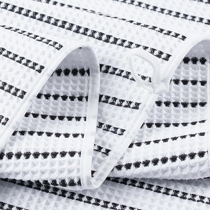 POLYTE 430 GSM Microfiber Quick Dry Lint Free Oversize Bath Towel Set, 6 Piece (Waffle Weave)