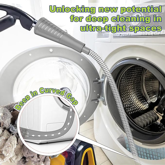 Sealegend 2 Pieces Dryer Vent Cleaner Kit, Dryer Vacuum Hose Attachment and Flexible Lint Brush, Dryer Vent Cleaning Tools for Crevice Lint Trap‌, Grey