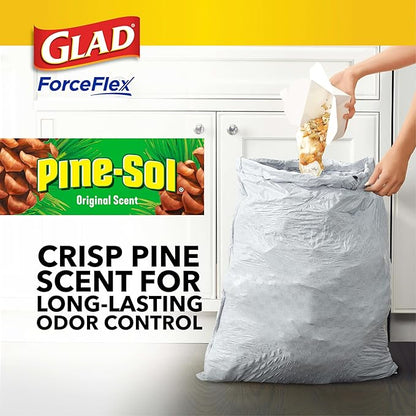 Glad ForceFlex Tall Kitchen Drawstring Trash Bags, 13 Gal, Pine-Sol Original, 40 Count (Pack of 2)