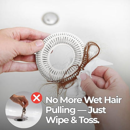 Hair Catcher for Shower Drain & Bathtub – TubRing Pop-Up Drain Protector & Strainer, Reusable Silicone Stopper for Bathroom Clog Prevention, Fits 1.85"–2.16" Drains | White