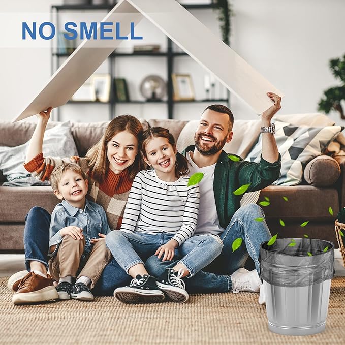 6 Gallon Compostable Trash Bags - Black Medium Garbage Bag 5 Rolls 200 Count Extra Thick Waterproof Unscented Waste Basket Liners for Garage/Kitchen Use Inwaysin