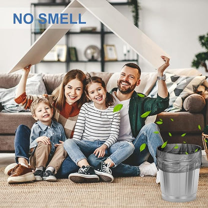 1.6 Gallon Biodegradable Trash Bags - Strong Small Bathroom Garbage Bag Clear Black Tiny Waste Basket Liners Leakproof & Odorless for Small Office/Bedroom Bins Inwaysin