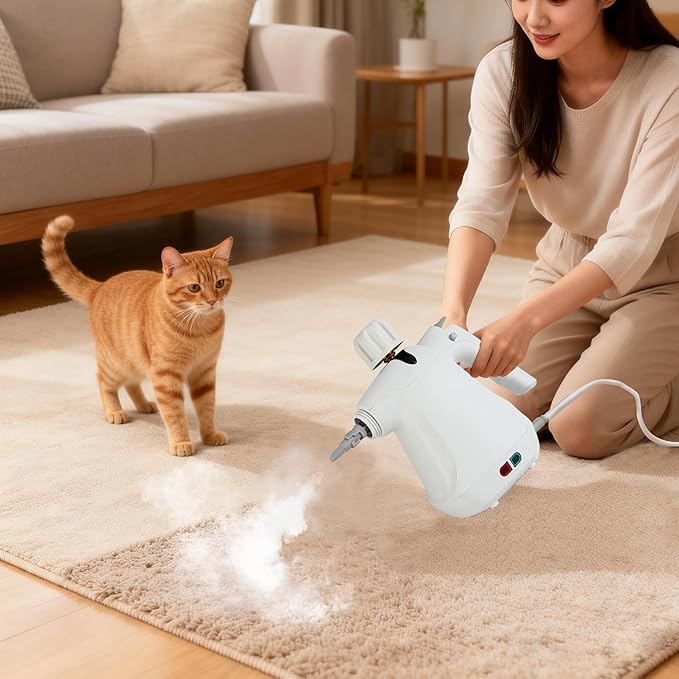 Steam Cleaner, Multi-Surface Steamer Cleaners for Cleaning with 13 Accessories, Large Capacity Handheld Steam Cleaner, Good for Home, Kitchen Grease, Bathroom Grout (White)