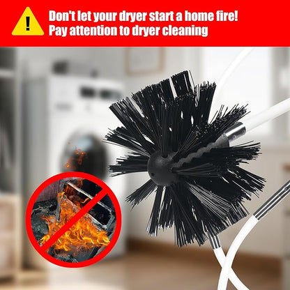 30 Feet Dryer Vent Cleaning Brush Kit, Multi-Purpose lint Cleaning Brush with 4" and 6" Brush Head, Professional Lint Cleaning Accessories for Chimneys, Ducts, Dryers, Crevices