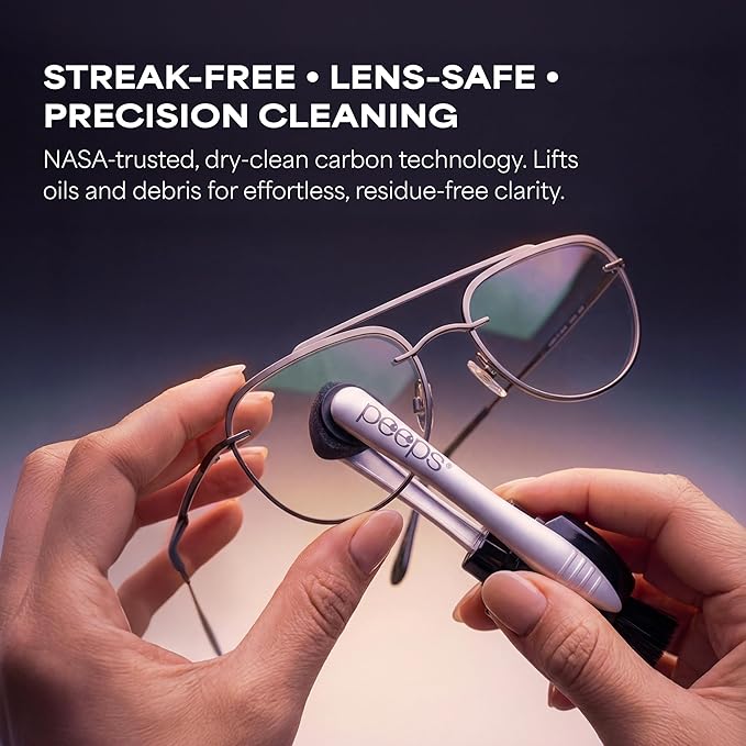 Peeps Glasses Cleaner - for Eyeglasses, Reading Glasses, and More - Lens Cleaner with Carbon Microfiber Tech-Soft Touch Red-1 Count (Pack of 1)