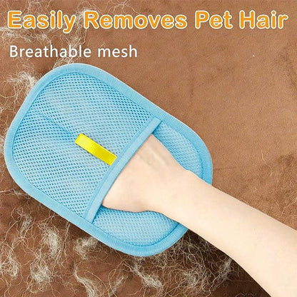 Pet Hair Removal Glove - Electrostatic Cat Dog Hair Remover Glove, Reusable Magic Brush Pet Hair Remover Tool for Couch, Carpet, and Car Seat (Blue,1 Pack)