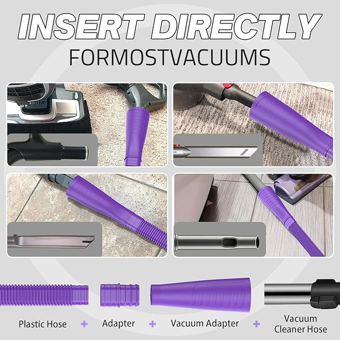 Sealegend Dryer Vent Cleaner Kit - Vacuum Hose Attachment & Lint Brush,Dryer Vacuum Hose Attachment Fit Most Vacuums and Dryer, Refrigerator Coils & Behind Appliances, Purple
