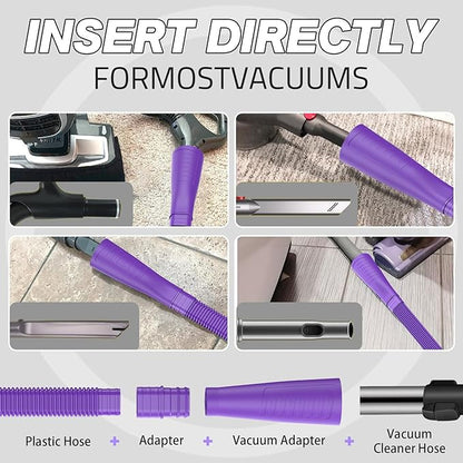 Sealegend Dryer Vent Cleaner Kit - Vacuum Hose Attachment & Lint Brush,Dryer Vacuum Hose Attachment Fit Most Vacuums and Dryer, Refrigerator Coils & Behind Appliances, Purple