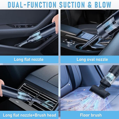 Mini Vacuum Portable Cordless Handheld Vacuum Cleaner, 4-in-1 Small Vacuum with 2 Suction Modes and 16kPa for Desk, Computer, Keyboard & Car, Desktop Vacuum with Blowing & Inflating 2 Modes