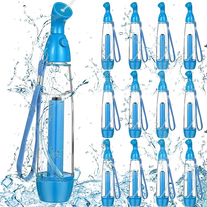 1 Pcs Summer Mister Spray Bottle Set Pump Personal Mister Cooling Spray Bottles with Carrying Loop Water Refillable Empty Plastic Portable Misting Sprayers for Outdoor Camping Hiking (Blue)