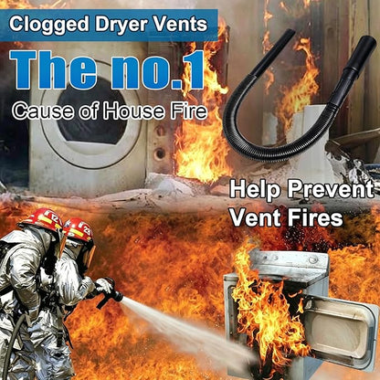 Dryer Vent Cleaner Kit: Vacuum Hose With Brush & Gloves Fits for Vacuums Cleaner, Refrigerator Condenser Coils, and Tight Spaces Behind Appliances, Deep Cleaning Tools for Clogged Ducts-Black