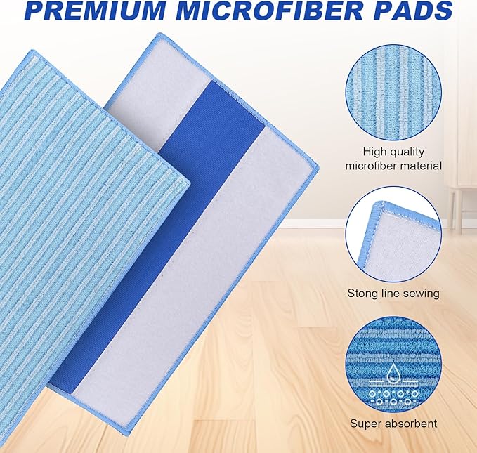 Microfiber Mop Pads Replacement for HAAN FS, SI and MS Series Steamers - Washable Reusable Mop Head Refill for Floor Cleaning - 3 Pack