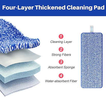 JOYMOOP Microfiber Mop Pads Replacement for JOYMOOP Flat Mop Bucket Set, Pack of 4 Refills 13-inch - Slate Blue