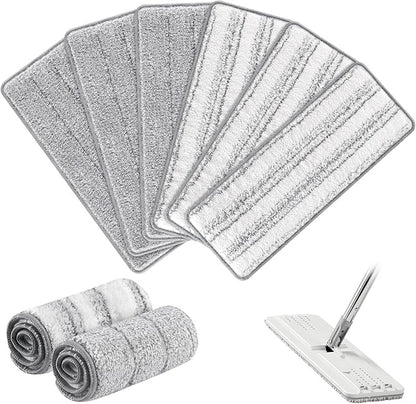Flat Mop Head Replacement Pads Compatible with Joy-MOOP Mop and Bucket Set, Reusable Washable Squeeze Microfiber Mop Refills for Oshang Bosheng Mop - 13" X 4.9", Grey/Stripe