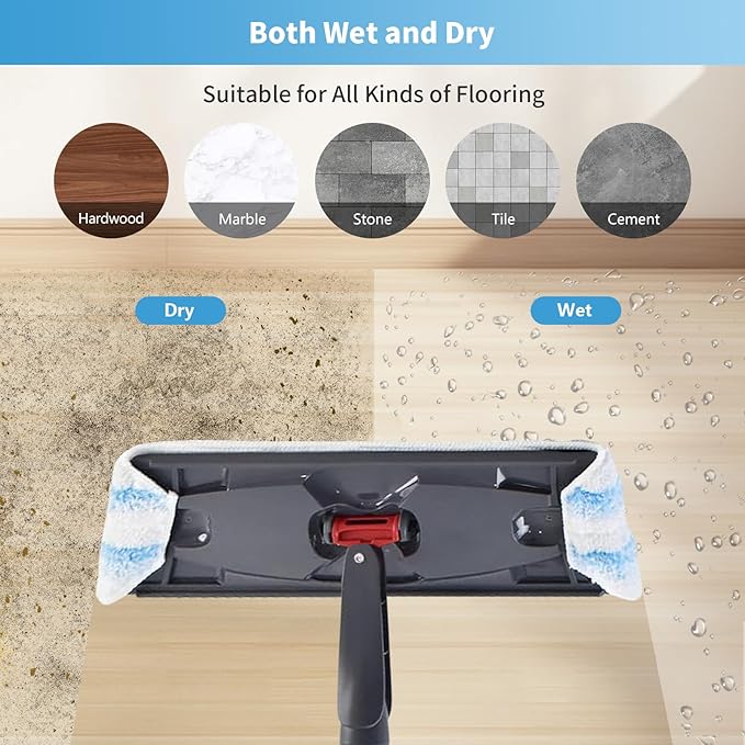 6 Pack Microfiber Mop Pads for O-Cedar H2prO Flat Mop System, Washable and Reusable Mop Replacement Heads for Floor Deep Cleaning, Mop Pad Refills for Wet Dry Floor